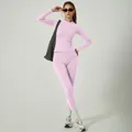 Ensemble de yoga rose à manches longues deux pièces pour le fitness et le sport - S / Haut Et Bas / Rose