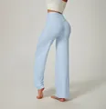 Professionelle High-Waist Yoga-Hose mit weitem Bein für Damen in weichem Hellblau - S / Unterteile / Windmühlenblau
