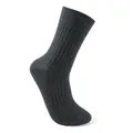 Classic charcoal grey ribbed mid-calf crew socks for men in a premium soft cotton blend - Regular Size / Dark Gray