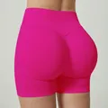 Lichtroze naadloze sportshort met hoge taille en push-up effect voor fitness en hardlopen - S / Bottoms / Rozerood