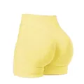 Premium high-waisted seamless peach lift yoga shorts in vibrant yellow for fitness - XS / Bottoms / Lemon Yellow