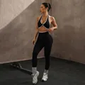 Seamless contrast yoga set with halter sports bra and high waist leggings in black - XS / Top And Bottom / Black