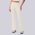 High waist flare yoga pants in cream white for a professional and slimming sports look. - S / Bottoms / Vanilla White