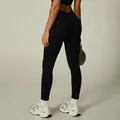 Leggings de yoga negros sin costuras con cintura en V para entrenamiento fitness de mujer - S / Bottoms / Negro