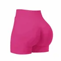 Seamless high-waist butt-lifting peach-lift yoga shorts in vibrant hot pink color - XS / Bottoms / Rose Red