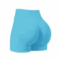 Sky blue seamless high-waisted scrunch butt yoga shorts for fitness and running - XS / Bottoms / Glacier Blue