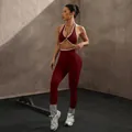 Set yoga bordeaux senza cuciture con reggiseno a vogatore e leggings a vita alta - XS / Top E Pantaloni / Borgogna