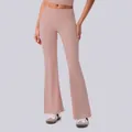 Elegantes Yoga-Set mit hochtaillierter Micro-Flare-Hose in Puderrosa, Nude-Gefühl-Stoff - S / Unterteile / Altrosa