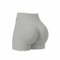 Seamless high-waisted butt-lifting sports shorts in light grey peach butt style - XS / Bottoms / Light Gray