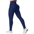 Marineblaue nahtlose Yoga-Hose mit Scrunch-Butt-Effekt für Damen Fitness Training - Marineblau