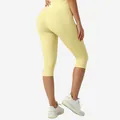 Pale yellow high-waisted yoga capris with butt-lifting design for women's fitness - S / Bottoms / Yellow