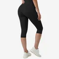 High-waisted black capri leggings for women gym yoga fitness quick-dry athletic pants - S / Bottoms / Black