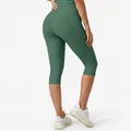 Premium high-waisted dark green quick-dry yoga capri pants with butt-lifting design - S / Bottoms / Neptune Green