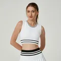 Conjunto de falda de tenis blanca de cintura alta con top deportivo transpirable para el fitness - S / Tops / Blanco