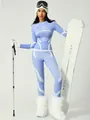 Women's blue quick-dry thermal ski underwear base layer set for winter sports - S / Top And Bottom / Blue