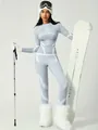 Women's light blue thermal ski base layer set with functional moisture-wicking fabric - S / Top And Bottom / Gray