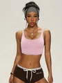 Pink quick-dry sports bra with double straps and back detail for yoga and fitness - XS / Tops / Pink