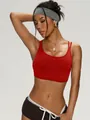High-impact red sports bra with moisture-wicking fabric for yoga and gym workouts - China Red