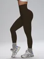 High-waisted seamless coffee brown yoga leggings for women with butt lifting effect - S / Bottoms / Coffee