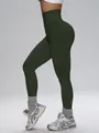 Legging de yoga sans couture taille haute push-up vert olive foncé - S / Bas / Vert Militaire