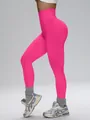 Leggings de yoga sans couture taille haute en rose vif avec effet fessier rebondi - S / Bas / Rose rouge
