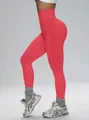 Leggings de yoga rouges sans couture à taille haute avec effet push-up fessier - XS / Bas / Bourgogne