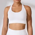 White high-impact sports bra featuring a ribbed texture for yoga and gym fitness - Natural White