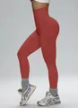Legging de yoga sans couture taille haute avec effet push-up en couleur rouille - XS / Bas / Bordeaux