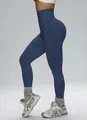 Legging de yoga sans couture bleu marine à taille haute pour le fitness sur un mannequin - XS / Bas / Bleu Marine
