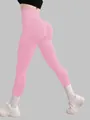 Pantalon de yoga sans couture à taille haute et effet push-up rose pour femmes - XS / Bas / Rose Clair
