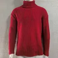 Κόκκινο εφαρμοστό πουλόβερ με ζιβάγκο και κάθετη ριμπ πλέξη για άνδρες στυλ 2025 - Κόκκινο