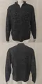 Front and back view of a men's textured knit zip-up cardigan with stand collar. - M / Tops / Dark Gray