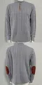 Grauer Herren-Strickpullover in schmaler Passform mit Stehkragen und Ellenbogen-Patches - M / Oberteile / Grau
