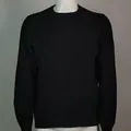 Detailopname van zwarte verticale ribstructuur van een herentrui met ronde hals - M / Tops / Donkerblauw