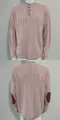 Herren-Strickpullover in Mauve mit Knopf-Stehkragen und Ellenbogen-Patches aus Wildleder. - M / Oberteile / Khaki