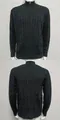 Detalle frontal y trasero de un jersey negro trenzado para hombre con media cremallera. - Negro