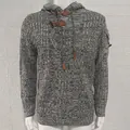 Suéter de punto con capucha y manga larga ajustado para hombre con patrón trenzado - M / Tops / Gris