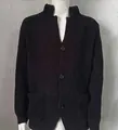 Ανδρική μαύρη πλεκτή ζακέτα slim fit με όρθιο γιακά και πλέξη waffle - Μαύρο