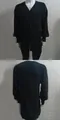 Detailed front and back views of a men's black waffle-knit loose cardigan sweater jacket - S / Tops / Black
