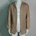 Cárdigan de punto con capucha para hombre en color caqui con detalles tejidos - S / Cárdigan Top (BP186) / Caqui