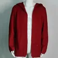 Cárdigan de punto con capucha granate para hombre mostrado en un maniquí de exhibición - S / Cárdigan Top (BP186) / Rojo