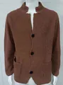 Men's slim fit stand-collar waffle knit cardigan sweater jacket in coffee brown - S / Tops / Khaki