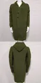Men's olive green long hooded knit cardigan sweater with buttons and thick texture - M / Tops / Army Green