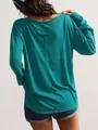 Vue arrière d'un t-shirt à manches longues décontracté et ample en bleu canard pour femme. - S / Hauts / Vert malachite