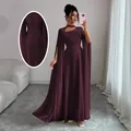 Elegant burgundy evening dress featuring split cape sleeves and a chic choker neckline - S / Dresses / Burgundy