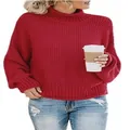 Eleganter roter Rollkragen-Grobstrickpullover für Damen in Herbst-Winter-Mode - S / Oberteile / Burgunderrot