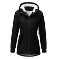 Detailed front view of black women's winter parka jacket featuring a soft white fleece lining - S / Tops / Black