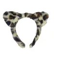 Leopard print plush headband with cute ears for makeup and face washing routines - Cat Ear High Top Style (1) / Brown Leopard