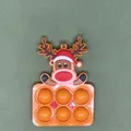 Orange reindeer Christmas pop it fidget toy keychain with 6 bubbles for stress relief - 1 Piece / Christmas Reindeer