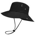 Classic black Boonie hat for men featuring an adjustable chin strap and sun protection - L(58-60cm) / Four-Hole Bucket Hat / Black
